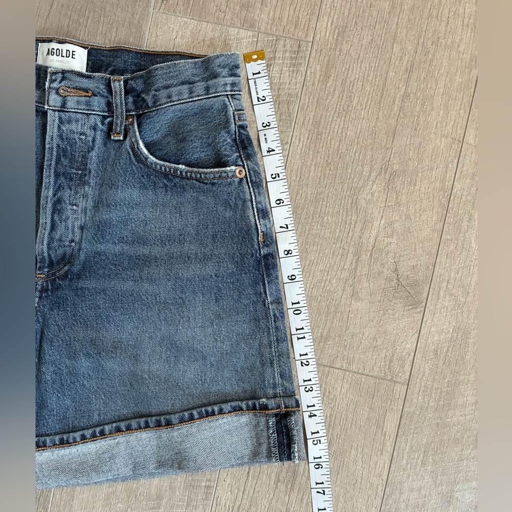 Agolde NWT Dame High Rise Baggy Cuff Classic Denim Shorts - Blue - Picture 8 of 8